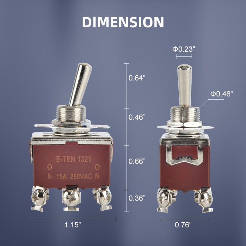 cnaodun مفتاح تبديل مقاوم للماء ON-ON 30A 12VDC/15A 250VAC 6 دبابيس 2 وضعية مفتاح DPDT بحماية ضد الطقس لسيارة أو قارب (عبوة من 4)  - Image 2